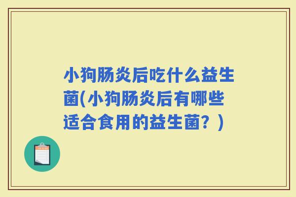 小狗后吃什么益生菌(小狗后有哪些适合食用的益生菌？)