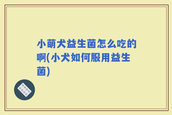 小萌犬益生菌怎么吃的啊(小犬如何服用益生菌)