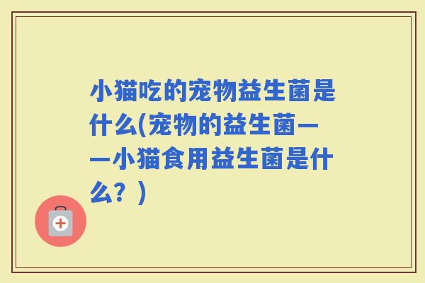 小猫吃的宠物益生菌是什么(宠物的益生菌——小猫食用益生菌是什么？)