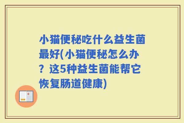 小猫吃什么益生菌好(小猫怎么办?这5种益生菌能帮它恢复肠道健康) 小猫吃什么益生菌好(小猫怎么办?这5种益生菌能帮它恢复肠道健康)