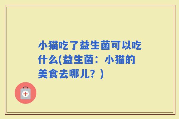 小猫吃了益生菌可以吃什么(益生菌：小猫的美食去哪儿？)