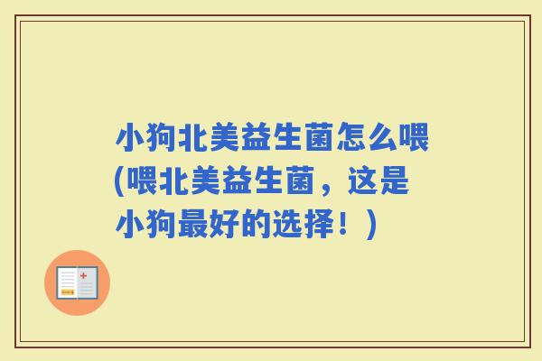 小狗北美益生菌怎么喂(喂北美益生菌，这是小狗好的选择！)