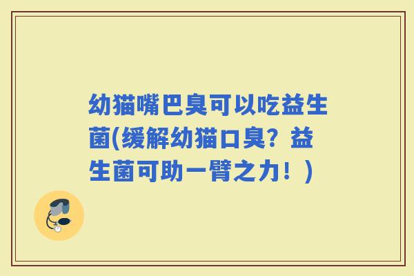 幼猫嘴巴臭可以吃益生菌(缓解幼猫？益生菌可助一臂之力！)
