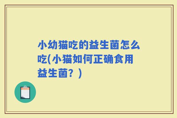 小幼猫吃的益生菌怎么吃(小猫如何正确食用益生菌？)