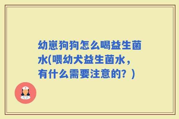 幼崽狗狗怎么喝益生菌水(喂幼犬益生菌水，有什么需要注意的？)