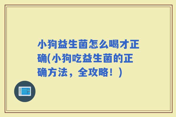 小狗益生菌怎么喝才正确(小狗吃益生菌的正确方法，全攻略！)