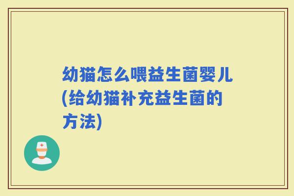 幼猫怎么喂益生菌婴儿(给幼猫补充益生菌的方法)