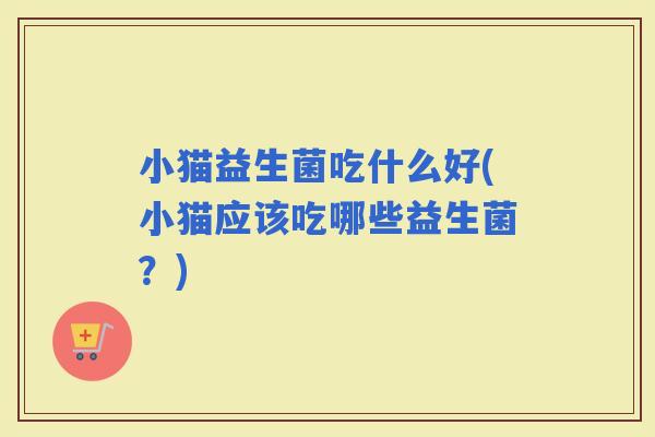 小猫益生菌吃什么好(小猫应该吃哪些益生菌？)