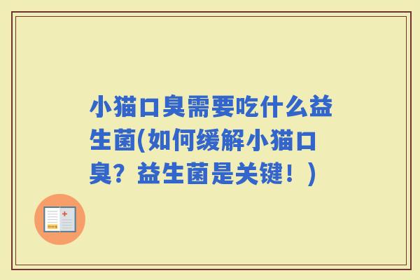 小猫需要吃什么益生菌(如何缓解小猫？益生菌是关键！)