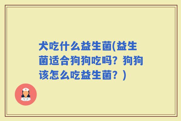 犬吃什么益生菌(益生菌适合狗狗吃吗？狗狗该怎么吃益生菌？)