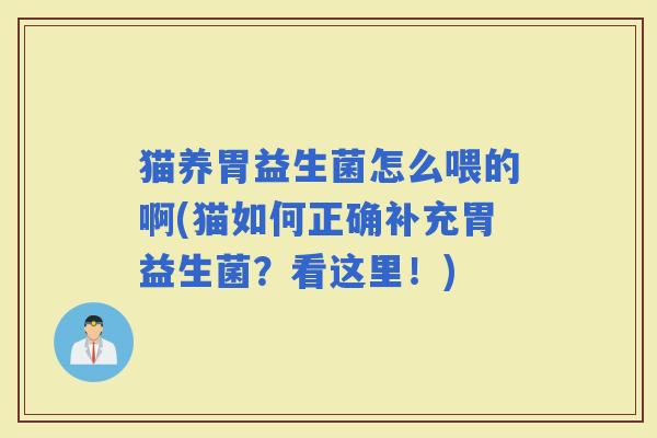 猫养胃益生菌怎么喂的啊(猫如何正确补充胃益生菌？看这里！)