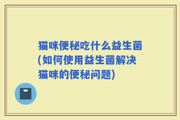 猫咪吃什么益生菌(如何使用益生菌解决猫咪的问题)