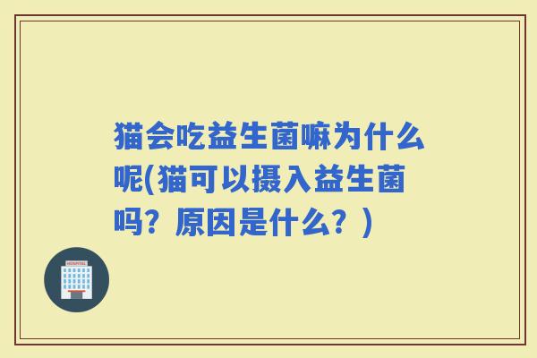 猫会吃益生菌嘛为什么呢(猫可以摄入益生菌吗？原因是什么？)