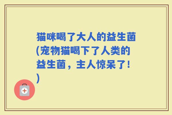 猫咪喝了大人的益生菌(宠物猫喝下了人类的益生菌，主人惊呆了！)