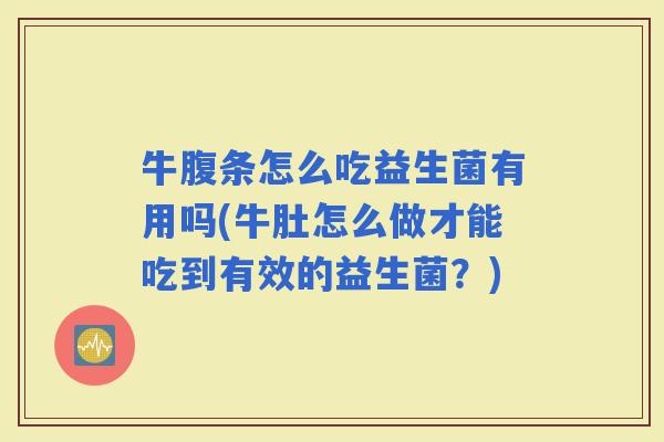 牛腹条怎么吃益生菌有用吗(牛肚怎么做才能吃到有效的益生菌？)