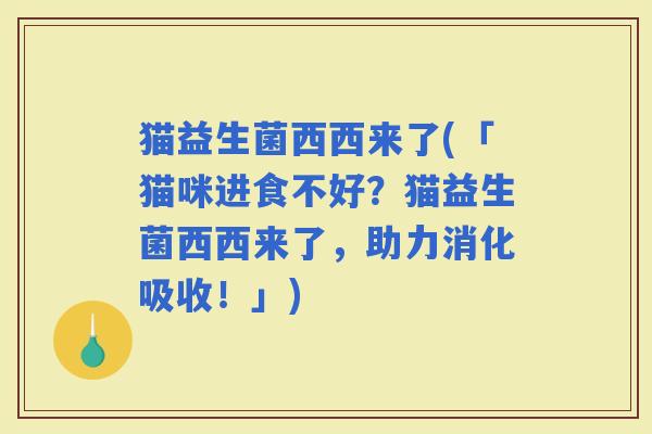 猫益生菌西西来了(「猫咪进食不好?猫益生菌西西来了,助力消化吸收!」) 猫益生菌西西来了(「猫咪进食不好?猫益生菌西西来了,助力消化吸收!」)