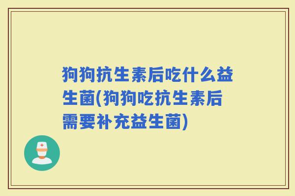 狗狗抗生素后吃什么益生菌(狗狗吃抗生素后需要补充益生菌)