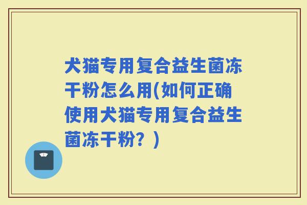 犬猫专用复合益生菌冻干粉怎么用(如何正确使用犬猫专用复合益生菌冻干粉？)