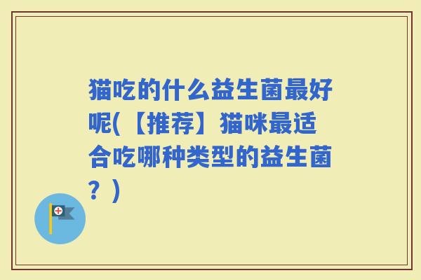 猫吃的什么益生菌好呢(【推荐】猫咪适合吃哪种类型的益生菌？)