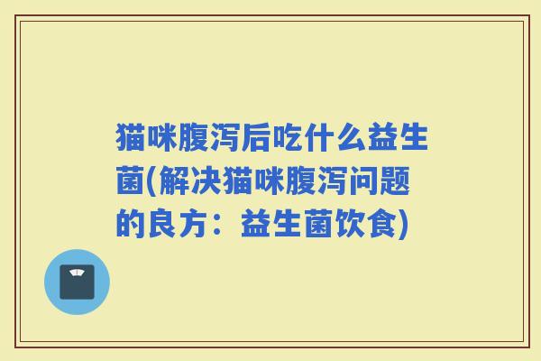 猫咪后吃什么益生菌(解决猫咪问题的良方：益生菌饮食)