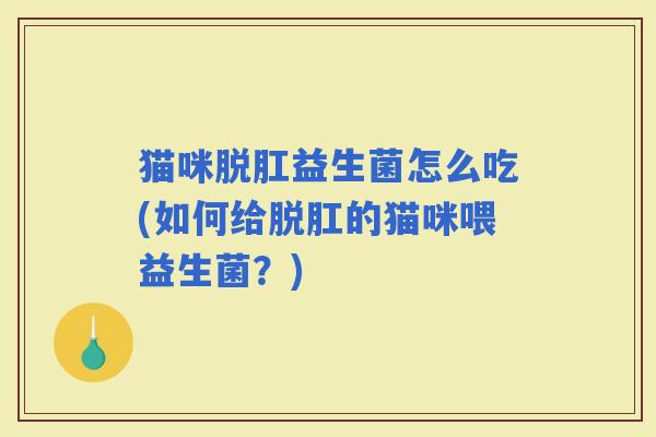 猫咪脱肛益生菌怎么吃(如何给脱肛的猫咪喂益生菌？)