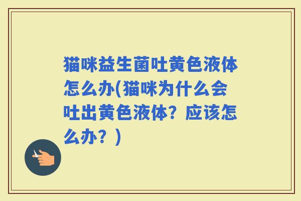 猫咪益生菌吐黄色液体怎么办(猫咪为什么会吐出黄色液体？应该怎么办？)