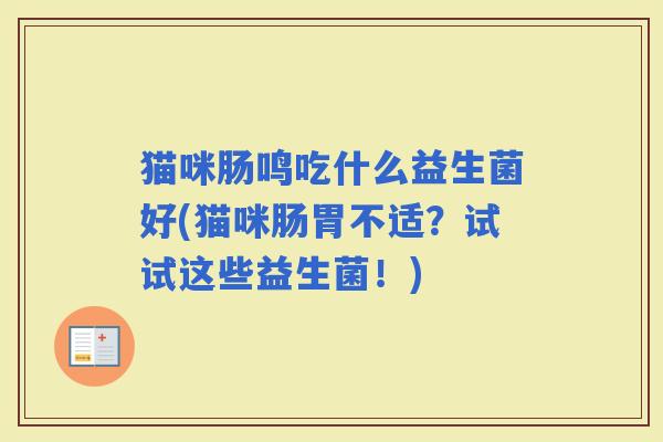 猫咪肠鸣吃什么益生菌好(猫咪肠胃不适？试试这些益生菌！)