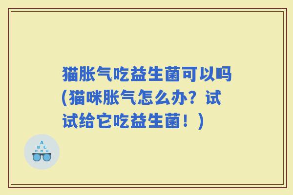 猫吃益生菌可以吗(猫咪怎么办？试试给它吃益生菌！)