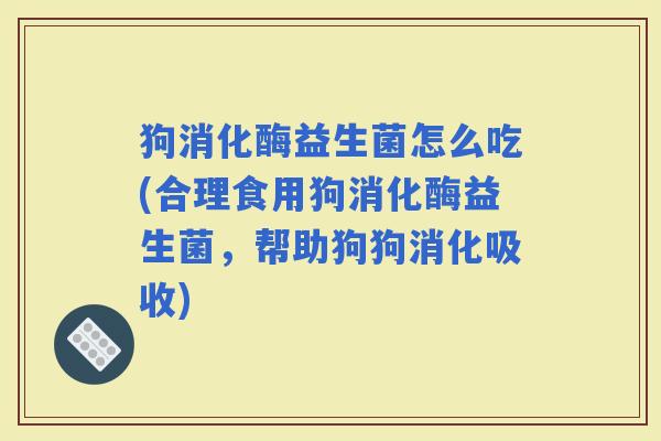 狗消化酶益生菌怎么吃(合理食用狗消化酶益生菌，帮助狗狗消化吸收)