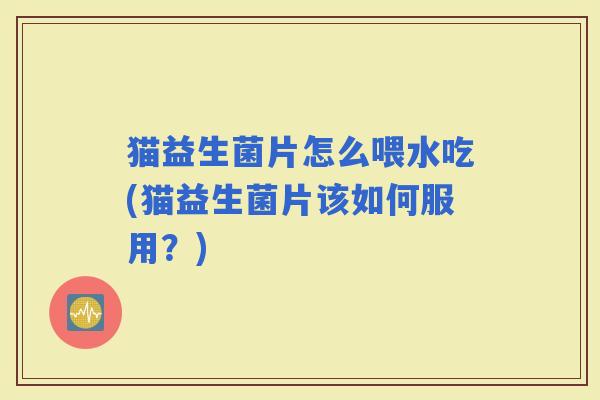 猫益生菌片怎么喂水吃(猫益生菌片该如何服用？)