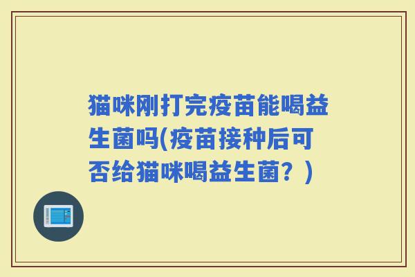 猫咪刚打完疫苗能喝益生菌吗(疫苗接种后可否给猫咪喝益生菌？)