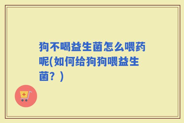 狗不喝益生菌怎么喂药呢(如何给狗狗喂益生菌?) 狗不喝益生菌怎么喂药呢(如何给狗狗喂益生菌?)