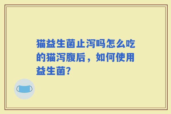 猫益生菌止泻吗怎么吃的猫泻腹后，如何使用益生菌？