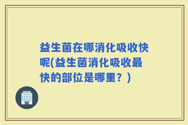 益生菌在哪消化吸收快呢(益生菌消化吸收快的部位是哪里？)
