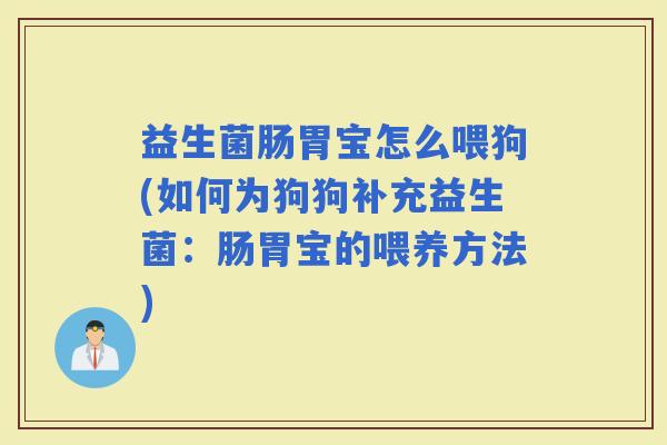 益生菌肠胃宝怎么喂狗(如何为狗狗补充益生菌：肠胃宝的喂养方法)