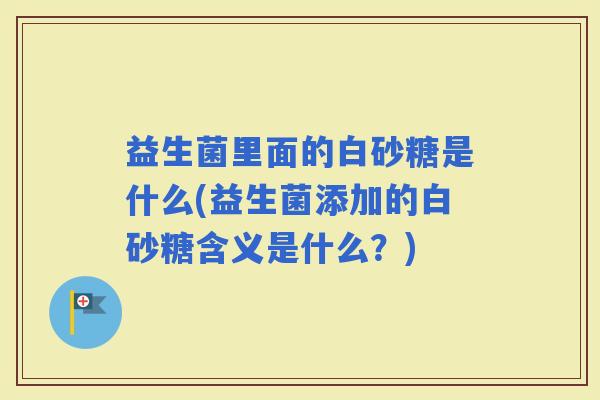 益生菌里面的白砂糖是什么(益生菌添加的白砂糖含义是什么？)