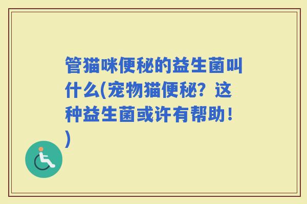 管猫咪的益生菌叫什么(宠物猫？这种益生菌或许有帮助！)