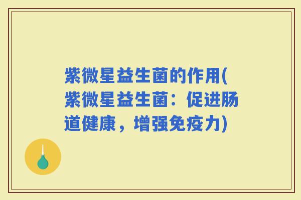 紫微星益生菌的作用(紫微星益生菌：促进肠道健康，增强力)