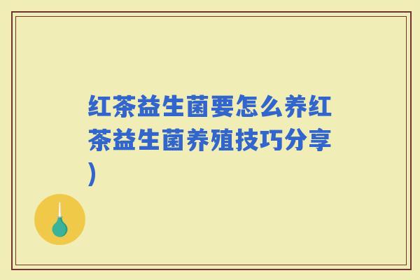 红茶益生菌要怎么养红茶益生菌养殖技巧分享)