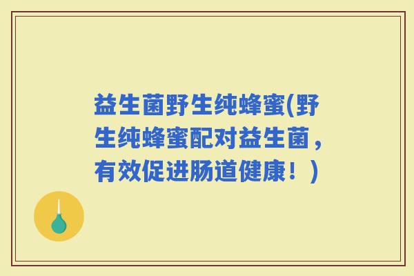 益生菌野生纯蜂蜜(野生纯蜂蜜配对益生菌,有效促进肠道健康!) 益生菌野生纯蜂蜜(野生纯蜂蜜配对益生菌,有效促进肠道健康!)