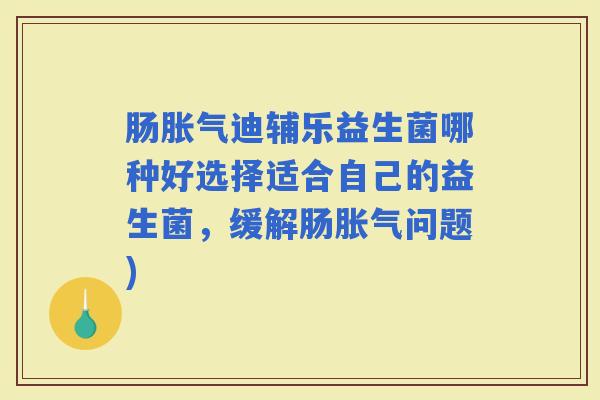 肠迪辅乐益生菌哪种好选择适合自己的益生菌，缓解肠问题)