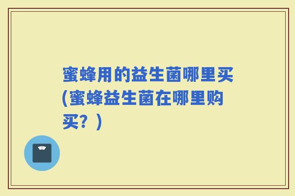 蜜蜂用的益生菌哪里买(蜜蜂益生菌在哪里购买？)