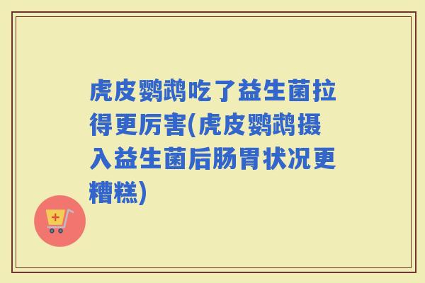 虎皮鹦鹉吃了益生菌拉得更厉害(虎皮鹦鹉摄入益生菌后肠胃状况更糟糕)