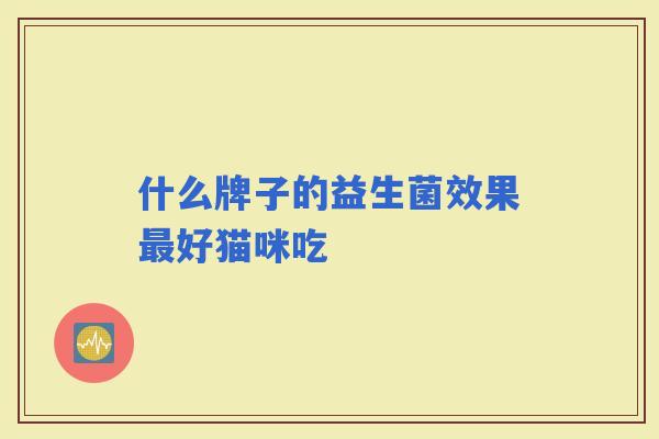 什么牌子的益生菌效果好猫咪吃