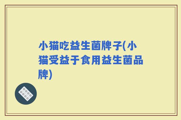 小猫吃益生菌牌子(小猫受益于食用益生菌品牌)