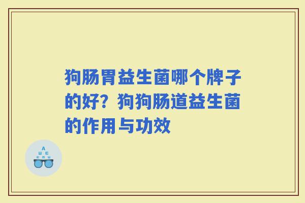 狗肠胃益生菌哪个牌子的好？狗狗肠道益生菌的作用与功效