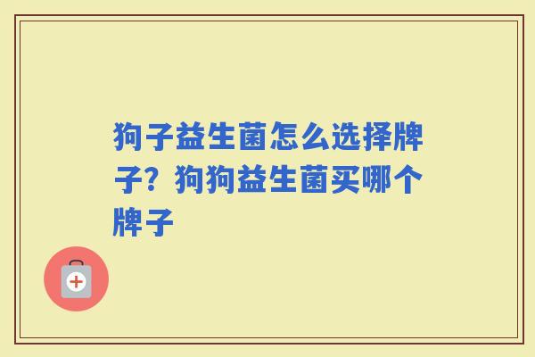 狗子益生菌怎么选择牌子？狗狗益生菌买哪个牌子