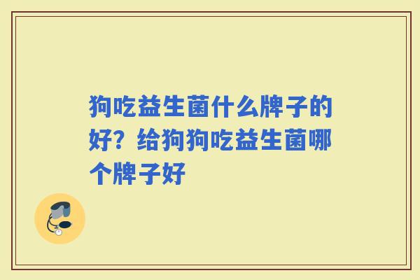 狗吃益生菌什么牌子的好?给狗狗吃益生菌哪个牌子好 狗吃益生菌什么牌子的好?给狗狗吃益生菌哪个牌子好