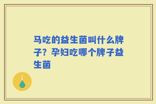马吃的益生菌叫什么牌子？孕妇吃哪个牌子益生菌