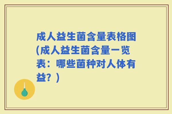 成人益生菌含量表格图(成人益生菌含量一览表：哪些菌种对人体有益？)